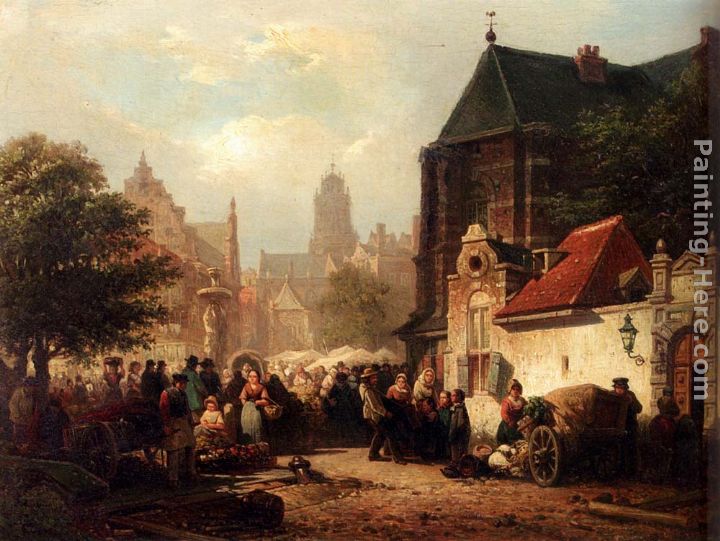 A Market Day In Zaltbommel painting - Elias Pieter van Bommel A Market Day In Zaltbommel art painting